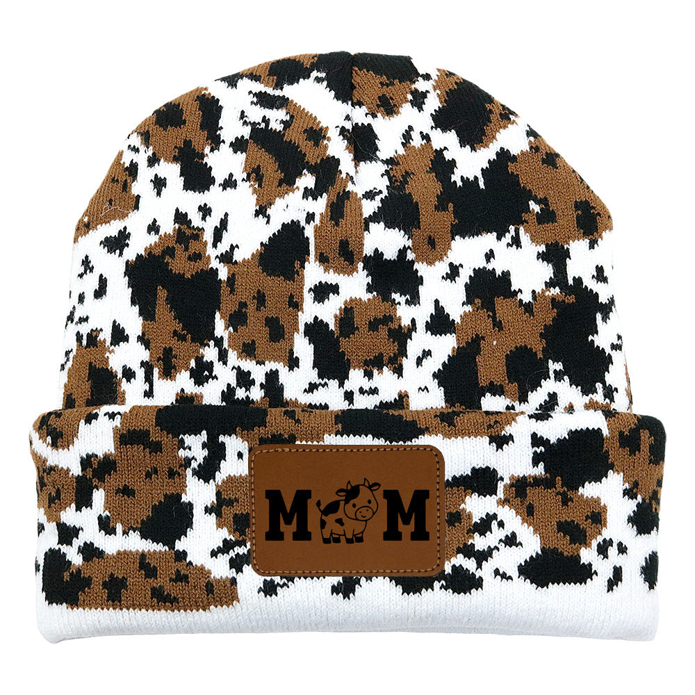 Wholesale Knitted Hat MOM Cow DAD Woolen Hat